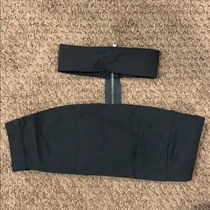 Black Choker Bandeau with Zip Back
